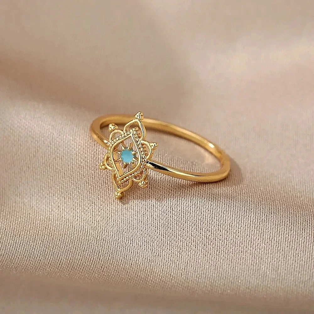 NEW Gold Filigree Opal Gemstone‎ Ring | 10k Gold Vermeil Sz 7